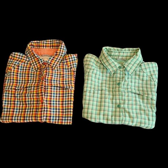 Columbia bundle of 2 long-sleeved sz S/P shirts, 1 green, 1 multicolored - Picture 1 of 12